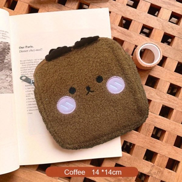 Cute Cartoon Plush Storage Bag, Portable Cosmetic Bag With Zipper, Multi Lightweight Organizer