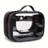 Transparent Double-Layer Large Capacity Makeup Bag - Portable, Minimalist Design, Waterproof Travel Cosmetic Storage Bag