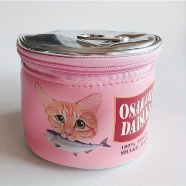Cute Cat Fish Sardine Can Cosmetic Bag - Portable & Stylish Travel Organizer with Durable Zipper - Perfect Makeup & Toiletry Pouch for Weekends & Vacations