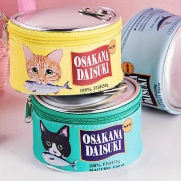 Cute Cat Fish Sardine Can Cosmetic Bag - Portable & Stylish Travel Organizer with Durable Zipper - Perfect Makeup & Toiletry Pouch for Weekends & Vacations
