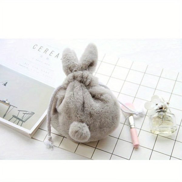 Cartoon Plush Rabbit Rabbit Storage Bag, Bear Rabbit Ears Bow Drawstring Storage Bag, Bundle Pocket, Phone Bag, Gift Bag