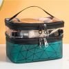Double-Layer Grid Cosmetic Bag - Large Capacity, Portable Travel Organizer for Skincare and Toiletries