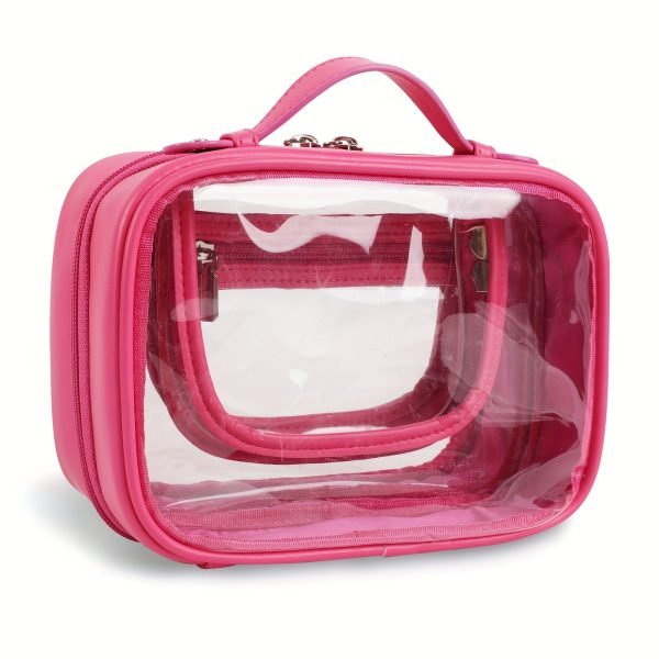 Transparent Double-Layer Large Capacity Makeup Bag - Portable, Minimalist Design, Waterproof Travel Cosmetic Storage Bag