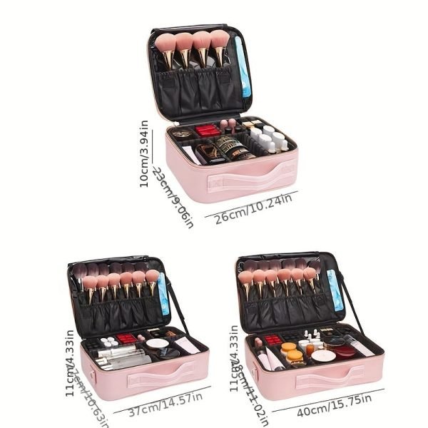 Large Capacity Multifunctional Makeup Bag with Elastic Brush Slots and Adjustable Dividers - Perfect Birthday Gift for Women