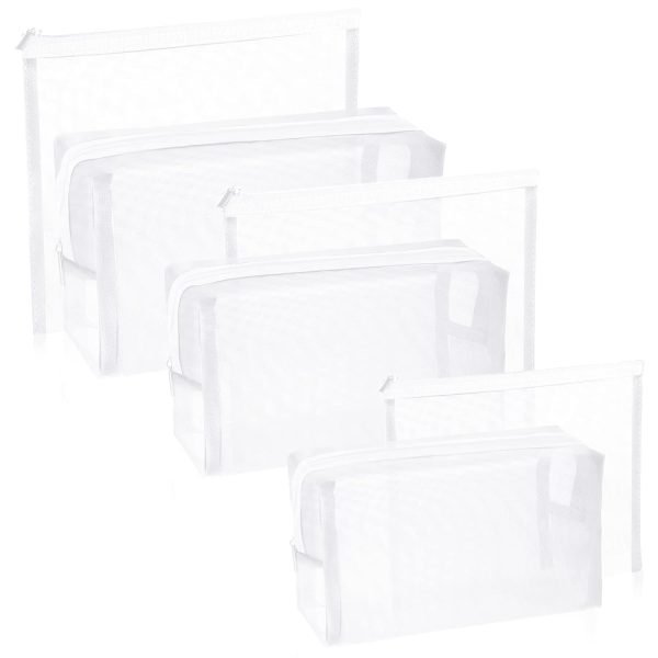 6 Pieces Mesh Makeup Bags Mesh Cosmetic Bag Portable Travel Organizing Zipper Pouch Toiletries Makeup Pouches for Home Office Travel Accessories