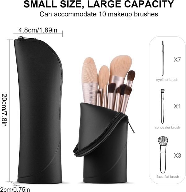 Makeup Brush Holder Silicone Makeup Brush Organizer Travel Makeup Brush Bag Make up Brush Case Small Cute Cosmetic Bag Mini Makeup Pouch Holds up to 10 Makeup Brushes