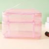 Double Layer Travel Makeup Bag Mesh Bag for Women,Travel Essentials Toiletry Bag Makeup Organizer Large Capacity Zipper Cosmetic Bag Vacation Essentials for Women-Pink