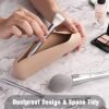 Large Travel Makeup Brush Holder, Magnetic Anti-fall Out Silicon Portable Cosmetic Face Brushes Holder, Soft and Sleek Makeup Tools Organizer for Travel- (8.27 * 2.36 * 1.57)