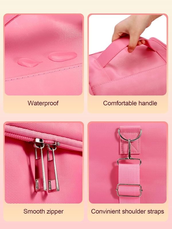 Makeup Travel Train Case, Large Pink Makeup Nail Polish Organizer Bag, 4 Tier Professional Makeup Bag Storage Box Cosmetic Train Case with Straps Pockets for Nail Tools Jewelry MakeUp Brushes