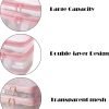Double Layer Travel Makeup Bag Mesh Bag for Women,Travel Essentials Toiletry Bag Makeup Organizer Large Capacity Zipper Cosmetic Bag Vacation Essentials for Women-Pink