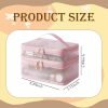 Double Layer Travel Makeup Bag Mesh Bag for Women,Travel Essentials Toiletry Bag Makeup Organizer Large Capacity Zipper Cosmetic Bag Vacation Essentials for Women-Pink