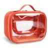 Transparent Double-Layer Large Capacity Makeup Bag - Portable, Minimalist Design, Waterproof Travel Cosmetic Storage Bag