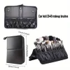 Waterproof Luxury PU Leather Makeup Brush Organizer Bag - Stylish Standing & Folding Travel Case for Secure Cosmetic Storage - Portable, Durable, & Quick-Dry - Brush Not Included