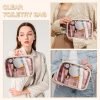 Transparent Double-Layer Large Capacity Makeup Bag - Portable, Minimalist Design, Waterproof Travel Cosmetic Storage Bag