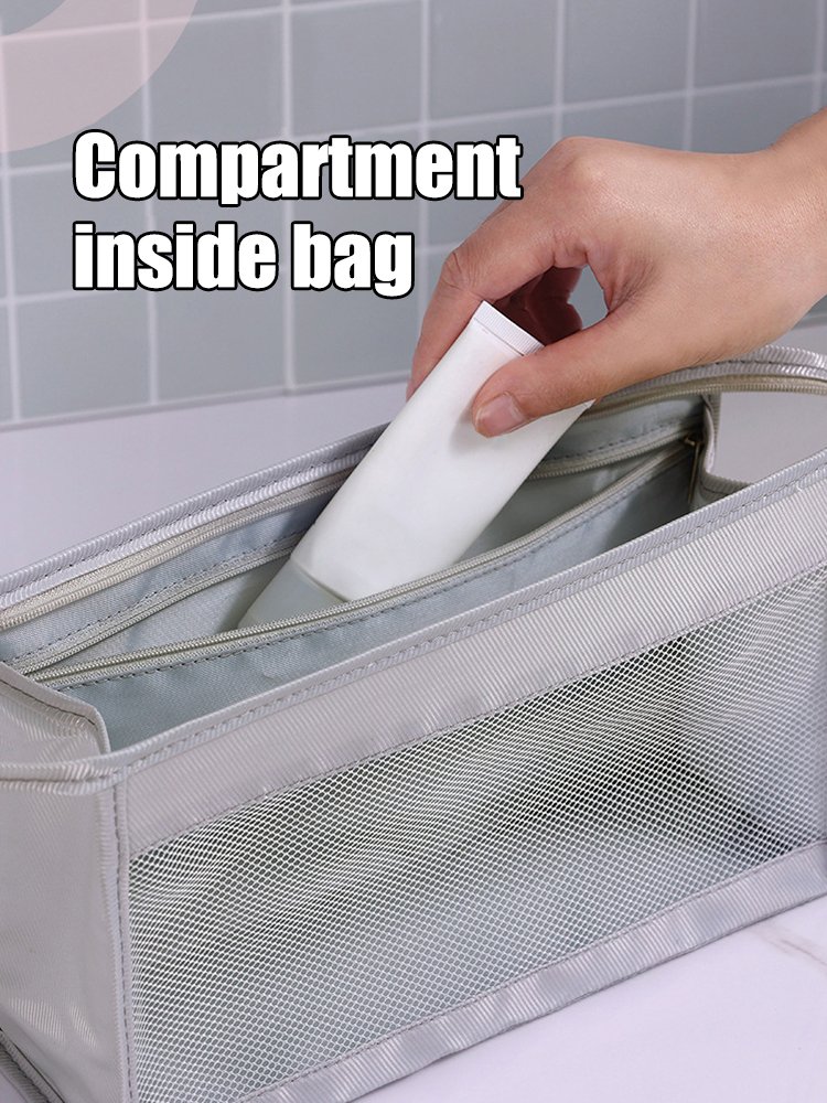 1PC British Slanted Hand Wash Bag Portable Travel Cosmetics Storage Bag Portable Skincare Product Travel Grooming Storage Bag - details 4