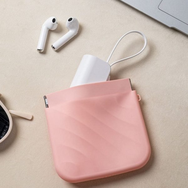 Simple Silicone Mini Cosmetic Bag Storage Bag Makeup Bag Lipstick Storage Bag Travel Supplies Self-closing Leaf Spring Bag Women