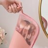 Travel Makeup Brush Bag Portable Cosmetic Brush Holder Organizer Waterproof Stand-Up Makeup Brush Pouch Zipper Toiletry Bag