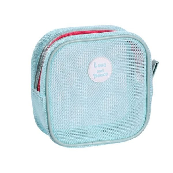 Square Mesh Makeup Bag Zipper Toiletry Bag Toiletry Storage Bag Coin Purse Organizer Case Transparent Cosmetic Bag Girls