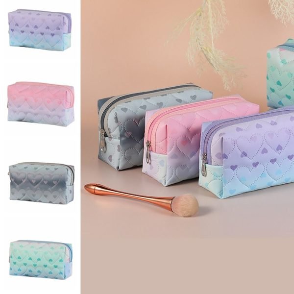 Waterproof Cosmetic Bag Versatile Portable Large Capacity Makeup Storage Bag Zipper Color Gradient Pencil Case Storage Pouch