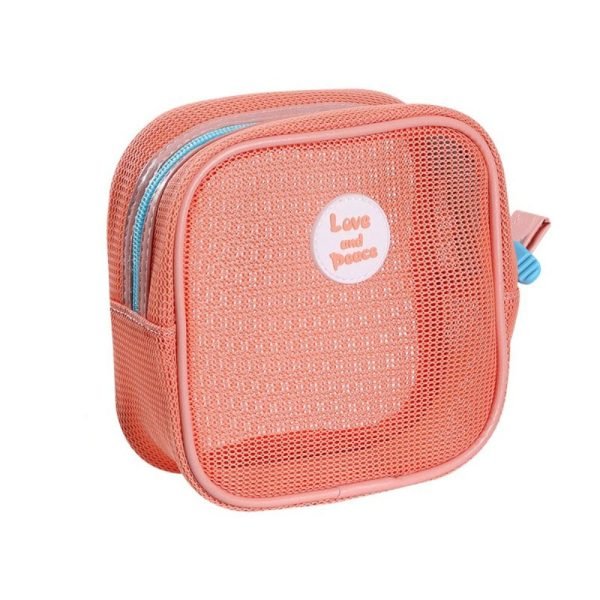 Square Mesh Makeup Bag Zipper Toiletry Bag Toiletry Storage Bag Coin Purse Organizer Case Transparent Cosmetic Bag Girls