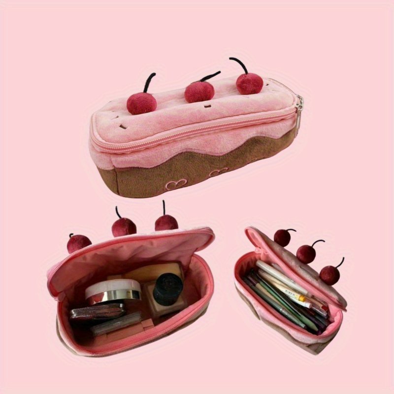 Cherry Cake Design Cute Makeup Bag For Cosmetics And Travel Essentials Birthday Gift For Girls Women - details 2