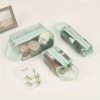 3pcs Multi Functional Portable Mesh Transparent Wash Bag Cosmetic Bag, Simple Storage Bag With Zipper Handle