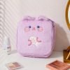 Winter Cartoon Plush Square Makeup Bag for Girls Large Capacity Portable Cosmetic Storage Rabbit Ear Wash Bag Pencil Case