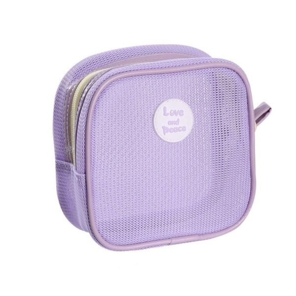 Square Mesh Makeup Bag Zipper Toiletry Bag Toiletry Storage Bag Coin Purse Organizer Case Transparent Cosmetic Bag Girls