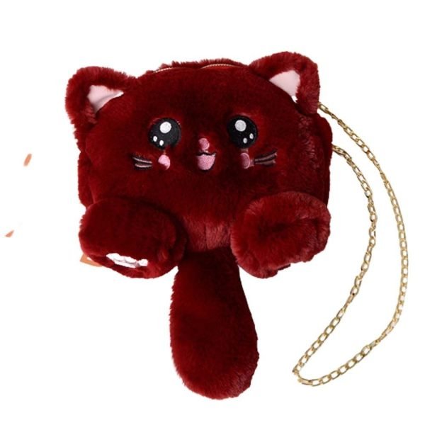 Animals Small Card Bag Cosmetic Pouch Messenger Bag Girl Crossbody Bags Fashion Plush Bag Mobile Phone Bag Cat Shoulder Bag