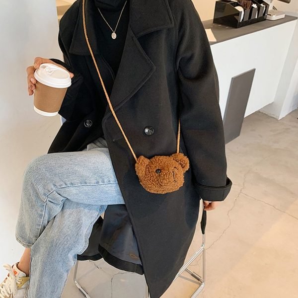 Bag Smile Bear Cosmetic Pouch Cartoons Animals Plush Bear Shoulder Bag Diagonal Women Bag Plush Purses Smile Bear Plush Bag