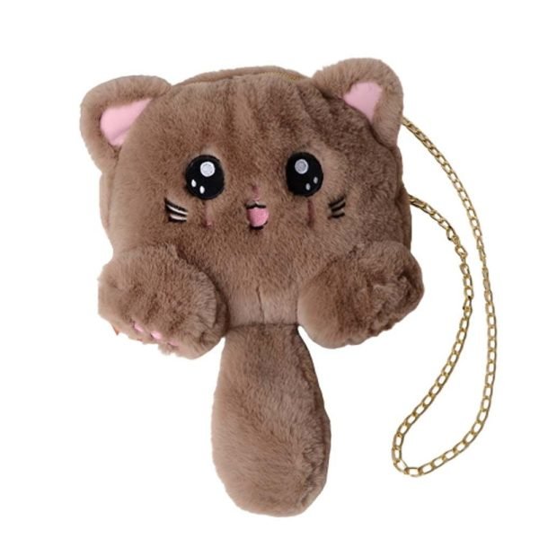 Animals Small Card Bag Cosmetic Pouch Messenger Bag Girl Crossbody Bags Fashion Plush Bag Mobile Phone Bag Cat Shoulder Bag