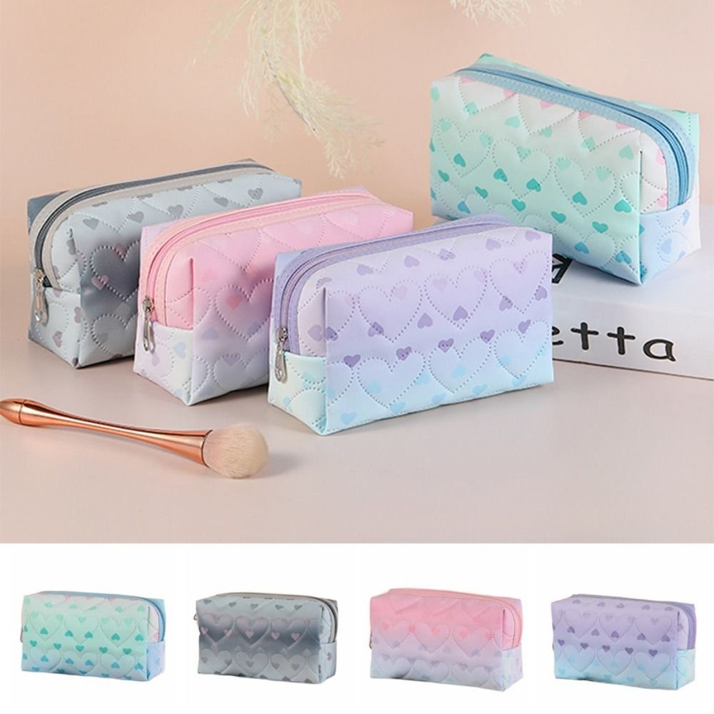 Waterproof Cosmetic Bag Versatile Portable Large Capacity Makeup Storage Bag Zipper Color Gradient Pencil Case Storage Pouch - details 0