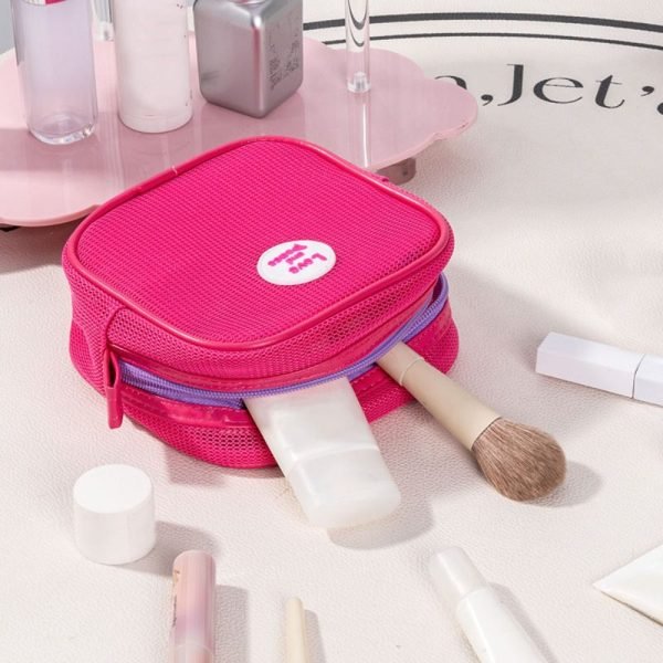 Square Mesh Makeup Bag Zipper Toiletry Bag Toiletry Storage Bag Coin Purse Organizer Case Transparent Cosmetic Bag Girls