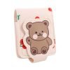 Travel Supplies Pu Leather Lipstick Bag Bear Print Mini Cosmetic Bag with Mirror Lipstick Storage Bag Girls
