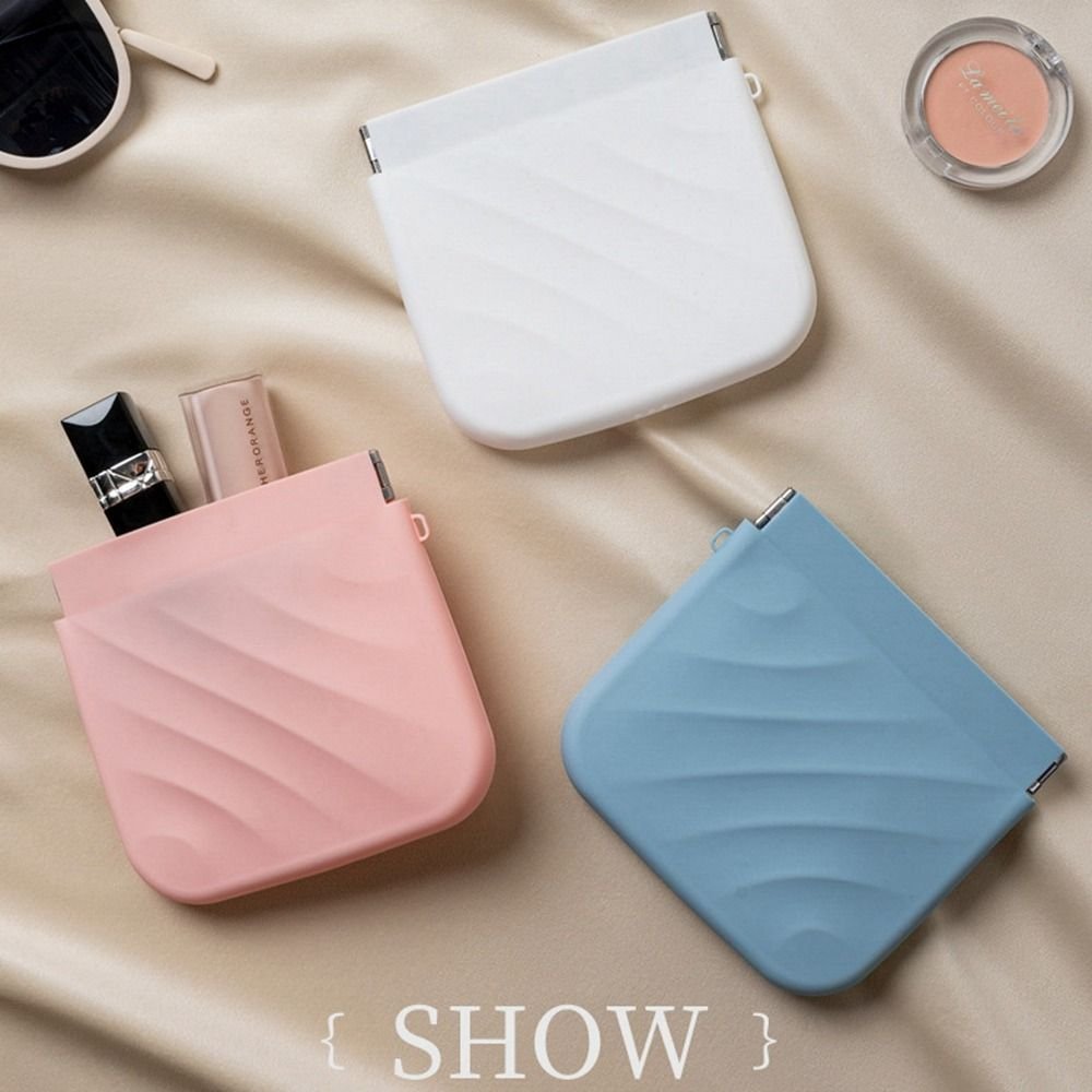 Simple Silicone Mini Cosmetic Bag Storage Bag Makeup Bag Lipstick Storage Bag Travel Supplies Self-closing Leaf Spring Bag Women - details 0