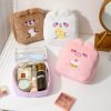 Winter Cartoon Plush Square Makeup Bag for Girls Large Capacity Portable Cosmetic Storage Rabbit Ear Wash Bag Pencil Case