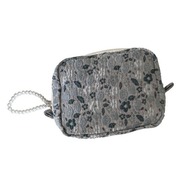 Cosmetic Bag with Pearl Pendant Portable Zipper Makeup Bag Multifunction Fashionable Casual Make Up Pouch