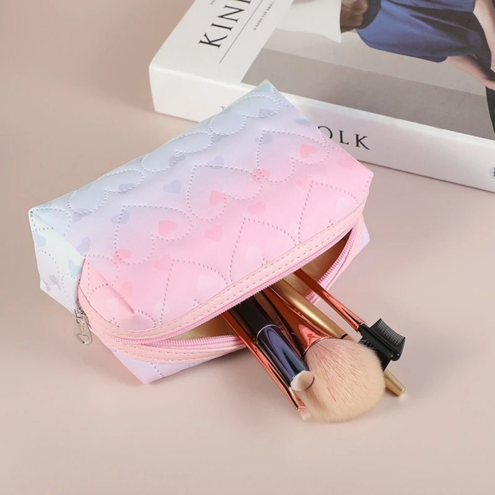 Waterproof Cosmetic Bag Versatile Portable Large Capacity Makeup Storage Bag Zipper Color Gradient Pencil Case Storage Pouch - details 6