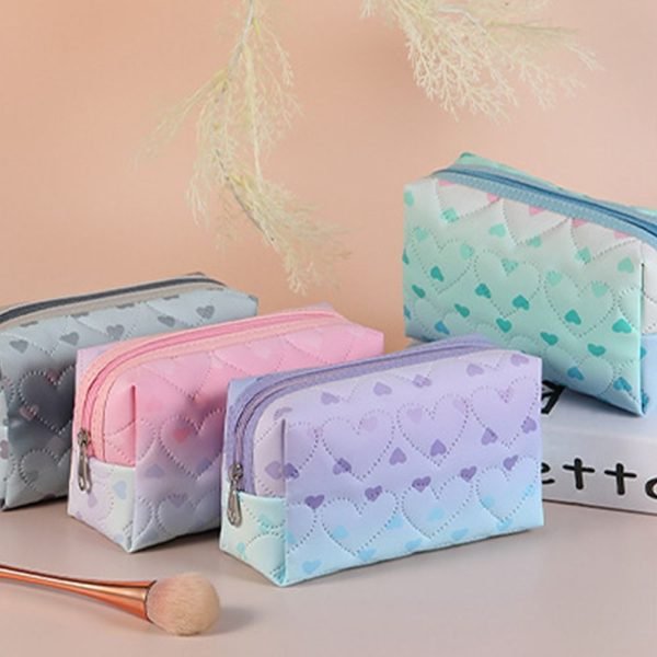 Waterproof Cosmetic Bag Versatile Portable Large Capacity Makeup Storage Bag Zipper Color Gradient Pencil Case Storage Pouch