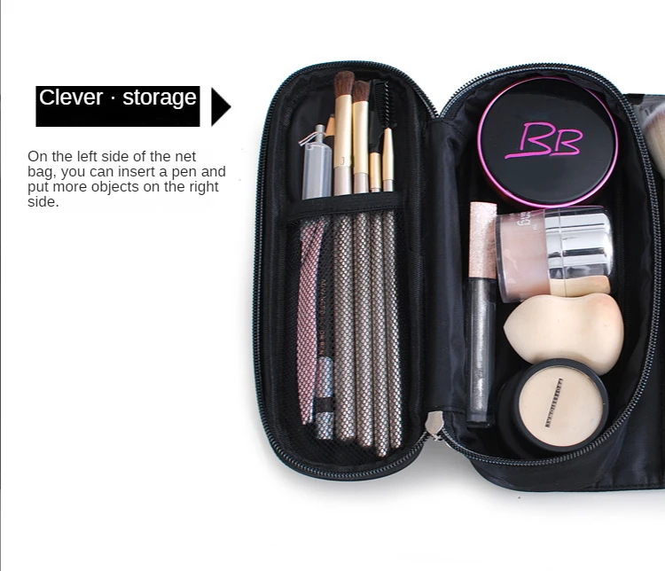 Makeup Bag Women's Cosmetic Brush Bag Travel Organizer Makeup Brushes Fold Tools Rolling Bags Waterproof Nylon Makeup Case - details 5