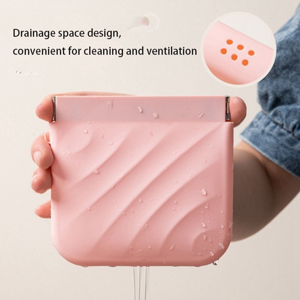 Simple Silicone Mini Cosmetic Bag Storage Bag Makeup Bag Lipstick Storage Bag Travel Supplies Self-closing Leaf Spring Bag Women - details 2