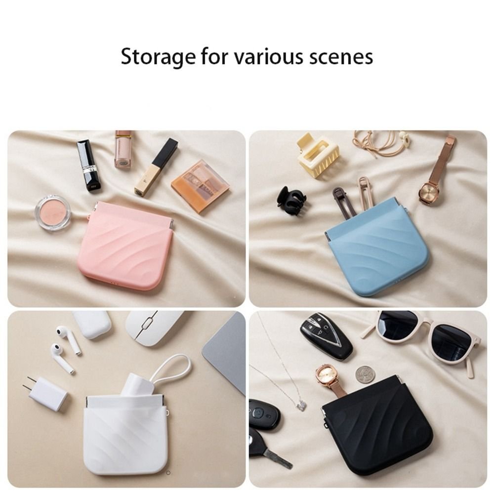 Simple Silicone Mini Cosmetic Bag Storage Bag Makeup Bag Lipstick Storage Bag Travel Supplies Self-closing Leaf Spring Bag Women - details 4