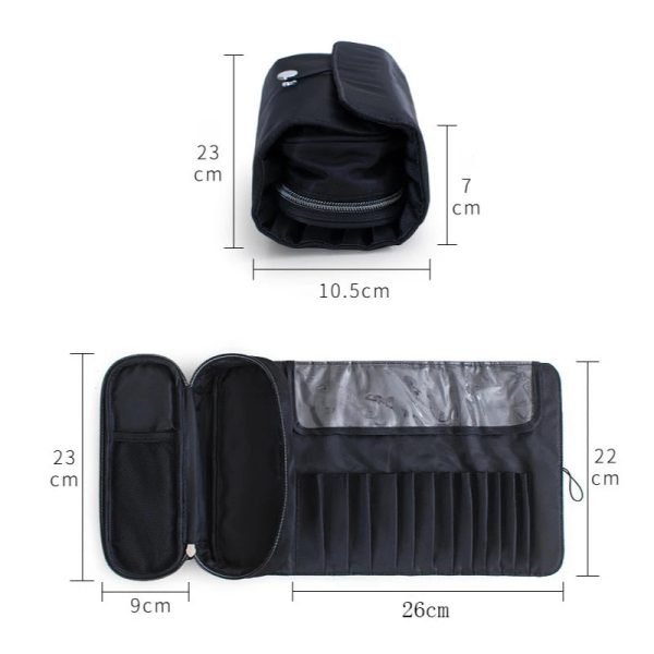 Makeup Bag Women's Cosmetic Brush Bag Travel Organizer Makeup Brushes Fold Tools Rolling Bags Waterproof Nylon Makeup Case