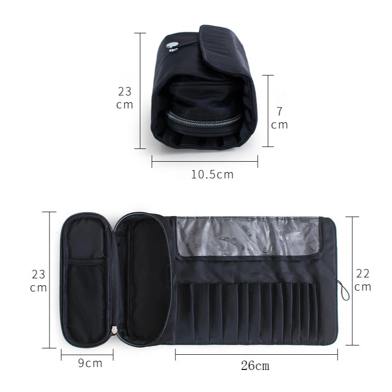 Makeup Bag Women's Cosmetic Brush Bag Travel Organizer Makeup Brushes Fold Tools Rolling Bags Waterproof Nylon Makeup Case - details 0