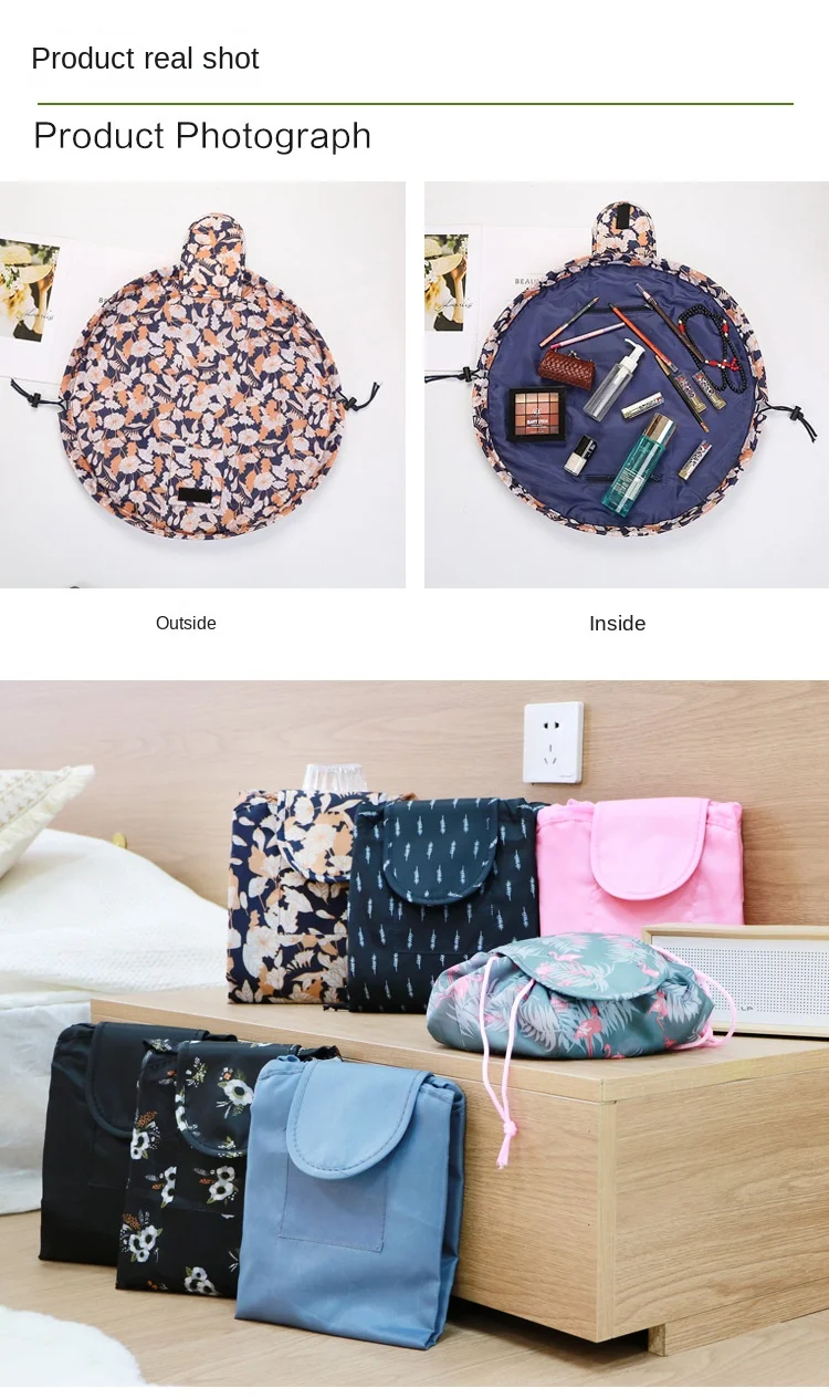 Women Drawstring Cosmetic Bag Travel Storage Makeup Bag Organizer Foldable Make Up Pouch Portable Waterproof Toiletry Case - details 31