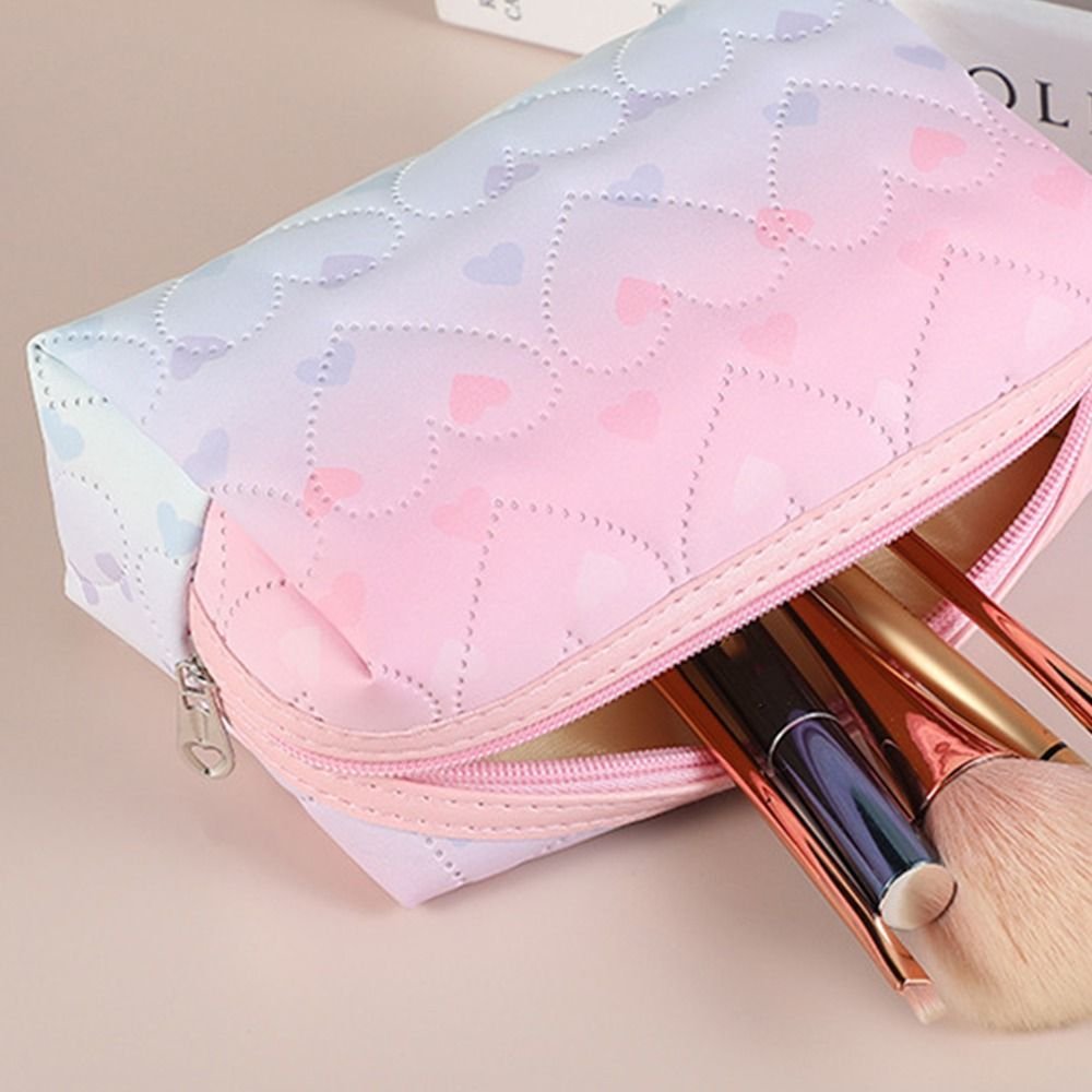 Waterproof Cosmetic Bag Versatile Portable Large Capacity Makeup Storage Bag Zipper Color Gradient Pencil Case Storage Pouch - details 7