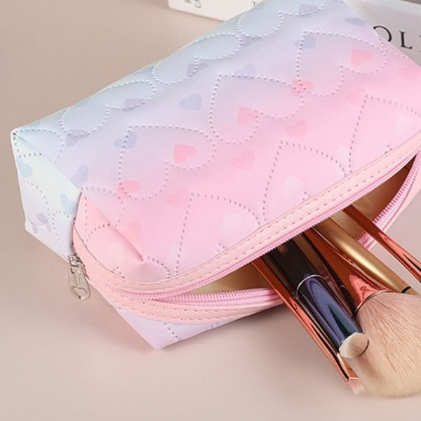 Waterproof Cosmetic Bag Versatile Portable Large Capacity Makeup Storage Bag Zipper Color Gradient Pencil Case Storage Pouch