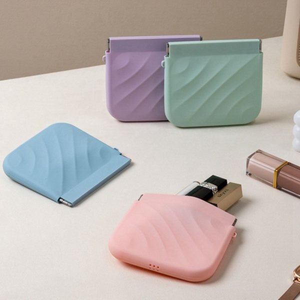 Simple Silicone Mini Cosmetic Bag Storage Bag Makeup Bag Lipstick Storage Bag Travel Supplies Self-closing Leaf Spring Bag Women