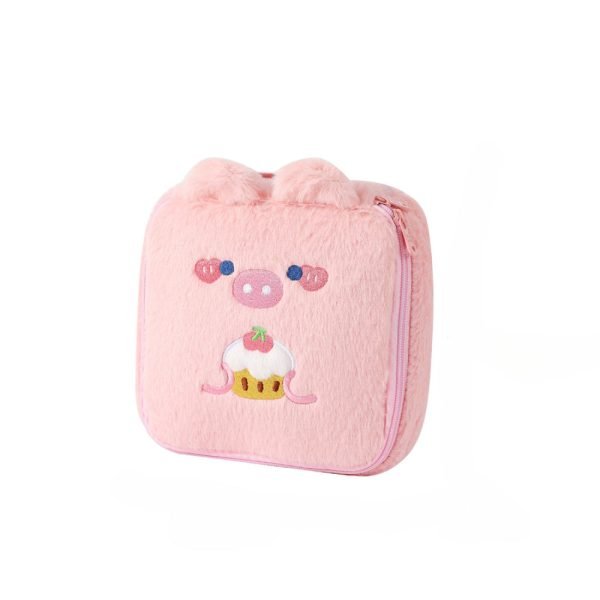 Winter Cartoon Plush Square Makeup Bag for Girls Large Capacity Portable Cosmetic Storage Rabbit Ear Wash Bag Pencil Case