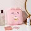 Winter Cartoon Plush Square Makeup Bag for Girls Large Capacity Portable Cosmetic Storage Rabbit Ear Wash Bag Pencil Case
